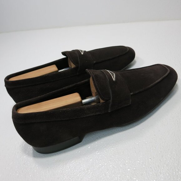 Prada 9 Suede Leather Loafers Casual Dress Moccasins Shoes Zapatos Italy 10 M main image 5